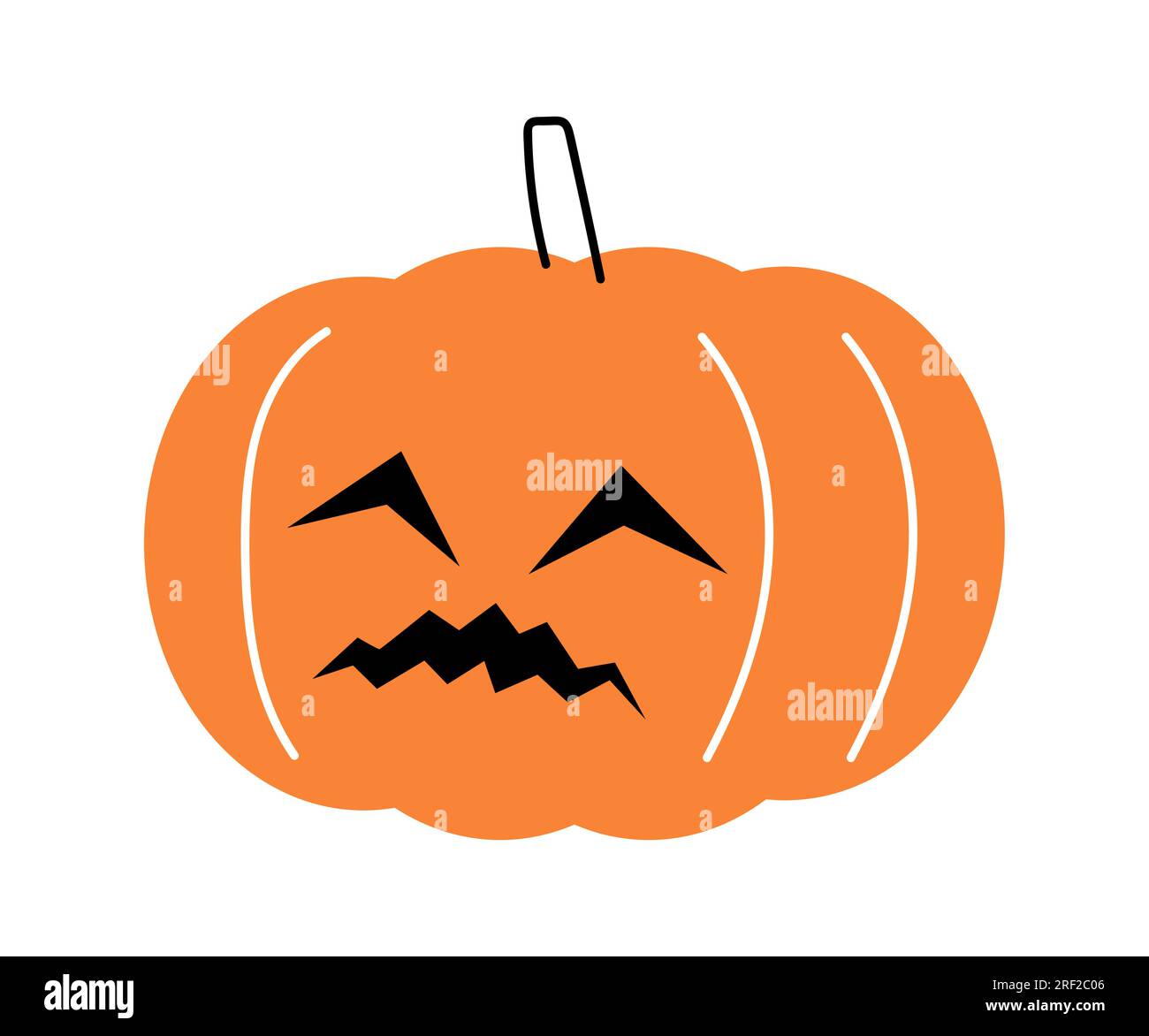 Zucca di Halloween. Jack o'lantern. Design piatto . Sfondo bianco isolato . Vettore . Illustrazione Vettoriale