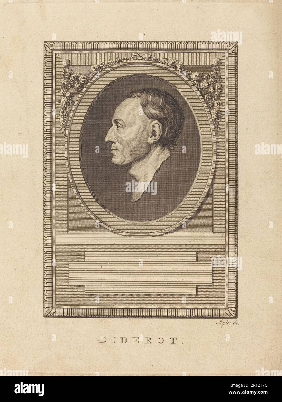 "Thomas Ryder, Diderot, incisione su carta stesa, lastra: 21,9 x 16,4 cm (8 5/8 x 6 7/16 pollici) Foglio: 24,9 x 19,7 cm (9 13/16 x 3/4 pollici), regalo di John o'Brien, 1990,56,9' Foto Stock