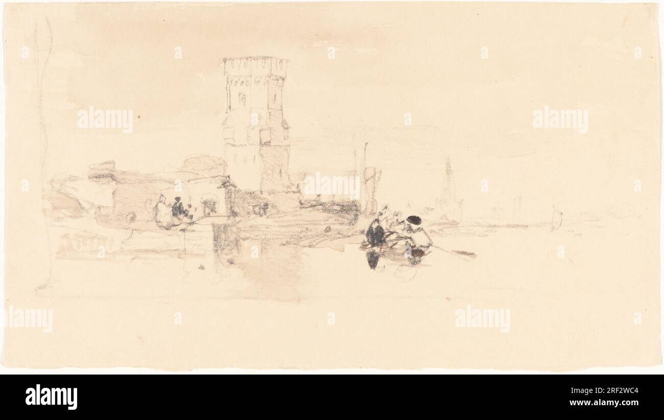 "William James Müller, Tower overlooking Water, prima metà del XIX secolo, grafite con lavaggio marrone, totale (approssimativo): 9,5 x 17,4 cm (3 3/4 x 6 7/8 pollici), Rosenwald Collection, 1951.16.200" Foto Stock "William James Müller, Tower overlooking Water, prima metà del XIX secolo, grafite con lavaggio marrone, totale (approssimativo): 9,5 x 17,4 cm (3 3/4 x 6 7/8 pollici), Rosenwald Collection, 1951.16.200" Foto Stock