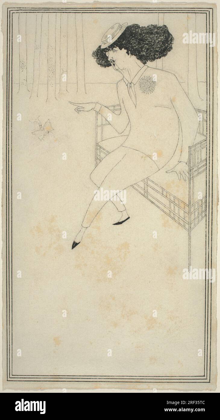 Aubrey Beardsley, caricatura di J.M. Whistler, 0, penna e inchiostro nero su carta tessuta, totale: 21,1 x 11,8 cm (8 5/16 x 5/8 pollici), Rosenwald Collection, 1943,3,1454' Foto Stock
