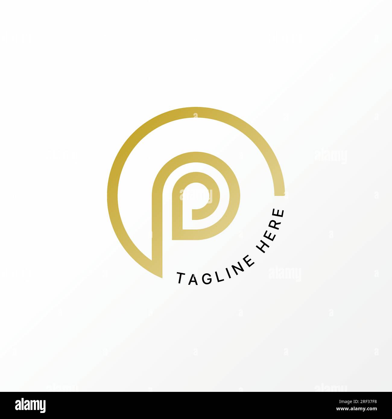 Design del logo concept grafico astratto creativo font in PP o PD iniziale lettera vettoriale premium con linee circolari. Iniziale tipografia monogramma correlato Illustrazione Vettoriale