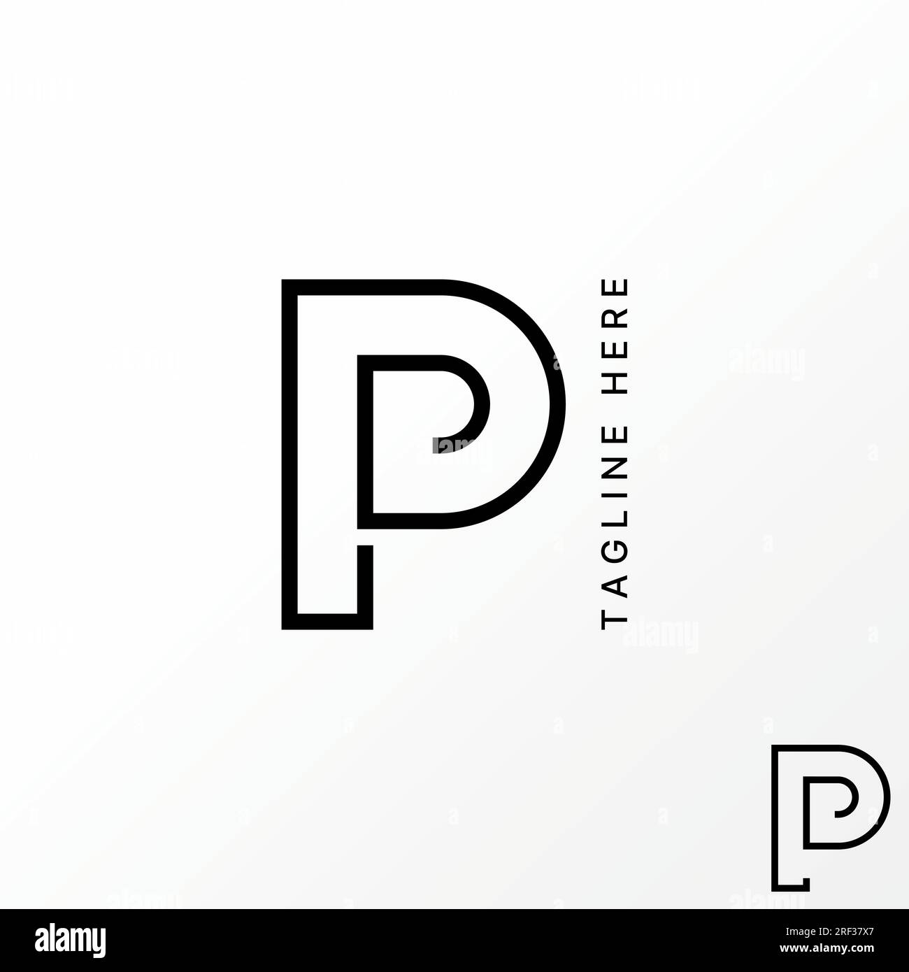 Design del logo concept grafico astratto creativo font in PP o PD iniziali con lettere vettoriali premium con righe doppie. Iniziale tipografia monogramma correlato Illustrazione Vettoriale