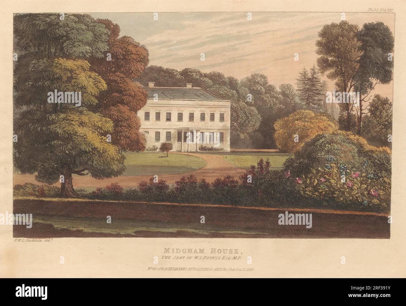 Midgham House, sede di W.S. Poyntz, Scudiero, M.P. 1826 di Frederick Wilton Litchfield Stockdale Foto Stock