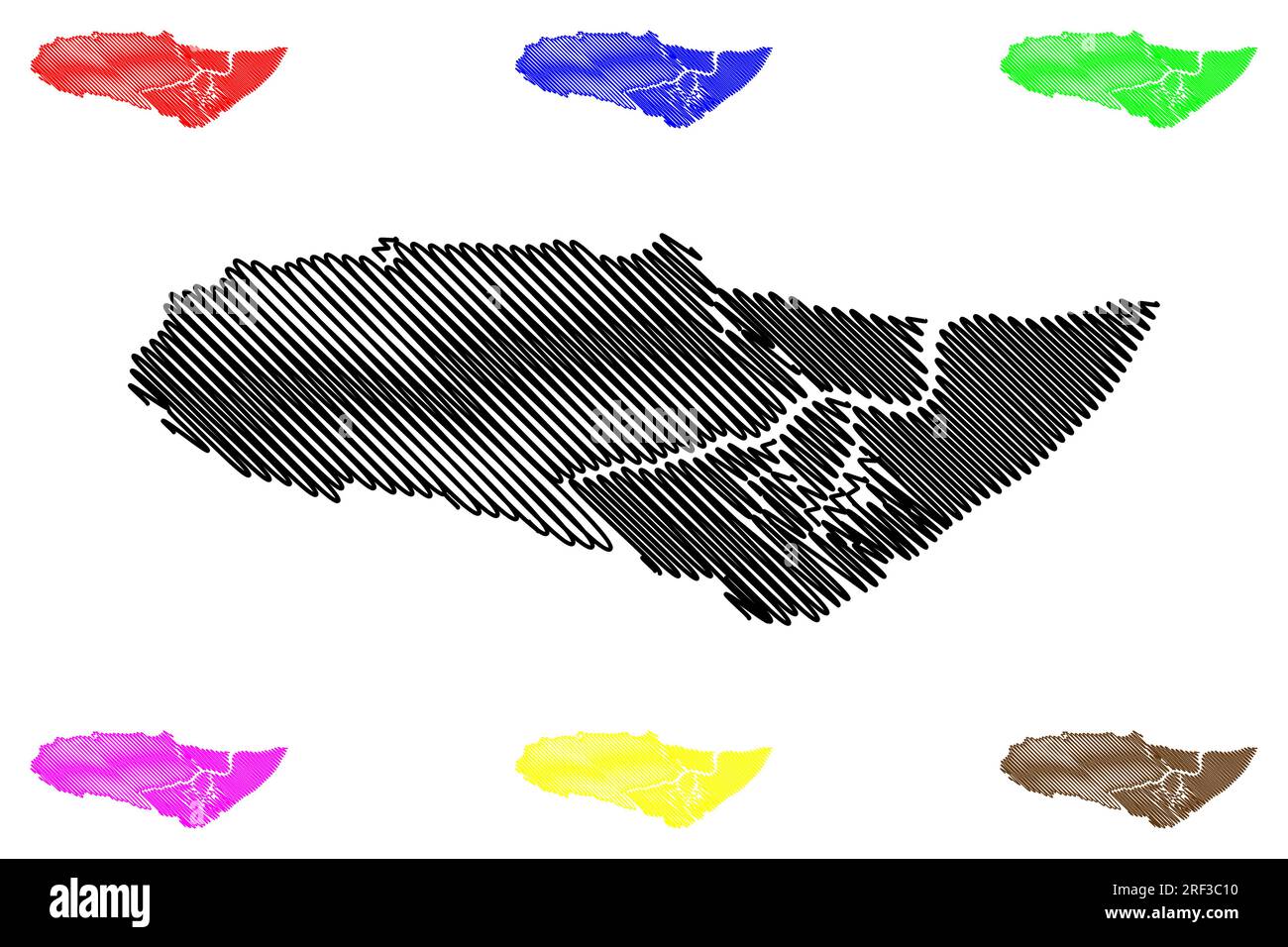 Illustrazione vettoriale della mappa del distretto non metropolitano di Rochford (Regno Unito di Gran Bretagna e Irlanda del Nord, contea cerimoniale Essex, Inghilterra), s Illustrazione Vettoriale