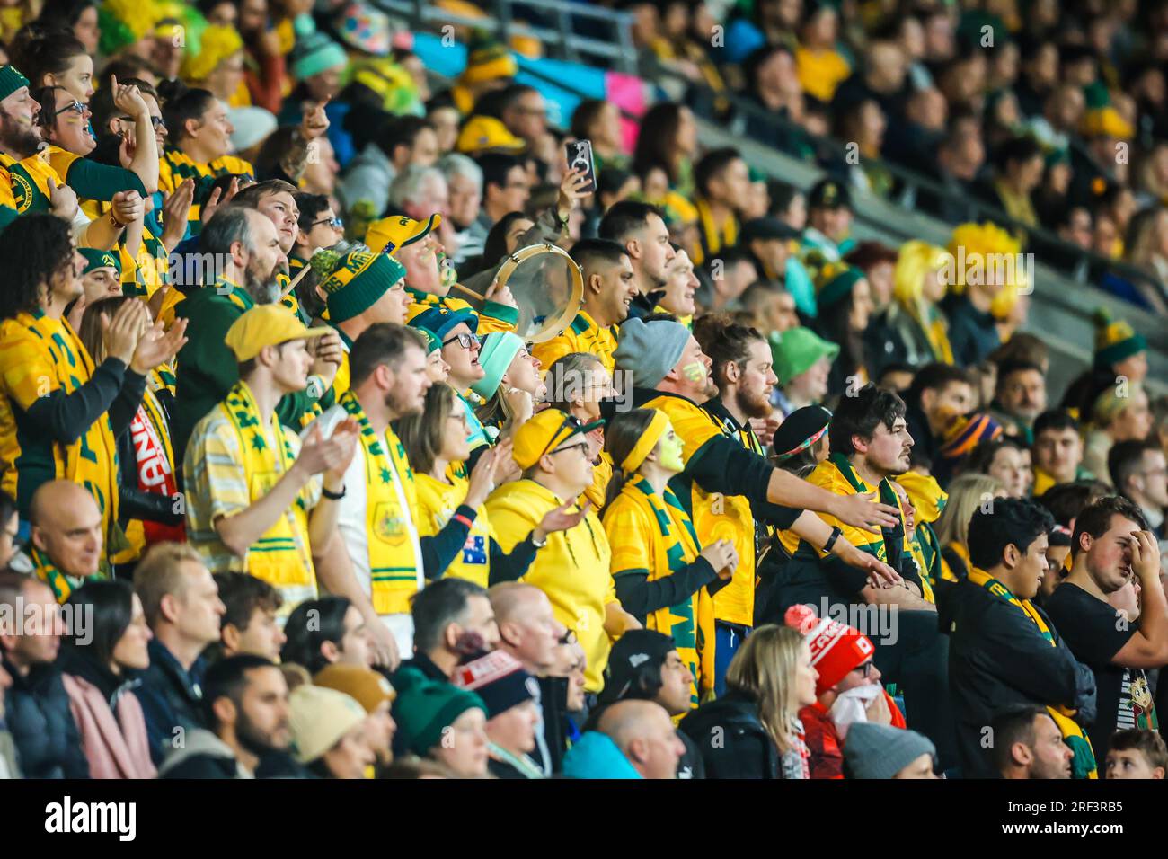 Brisbane, Queensland, Australia. 31 luglio 2023. MELBOURNE, AUSTRALIA - LUGLIO 31: I tifosi mentre l'Australia gioca in Canada alla Coppa del mondo femminile FIFA Australia e nuova Zelanda 2023 al Melbourne Rectangular Stadium il 31 luglio 2023 (immagine di credito: © Chris Putnam/ZUMA Press Wire) SOLO PER USO EDITORIALE! Non per USO commerciale! Foto Stock