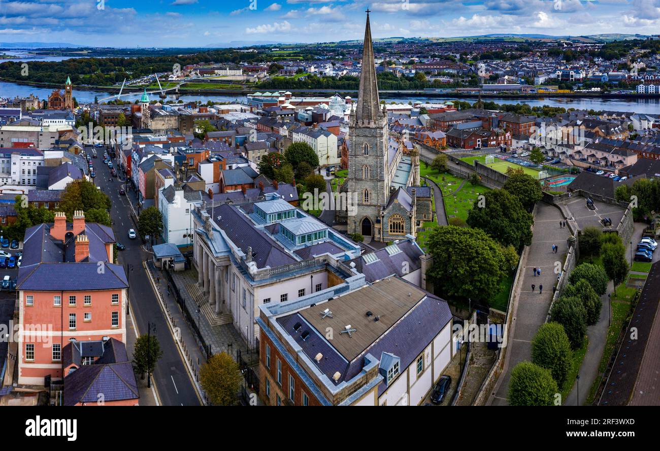 Aereo di Derry City, Lough Foyle, County Londonderry, Irlanda del Nord Foto Stock