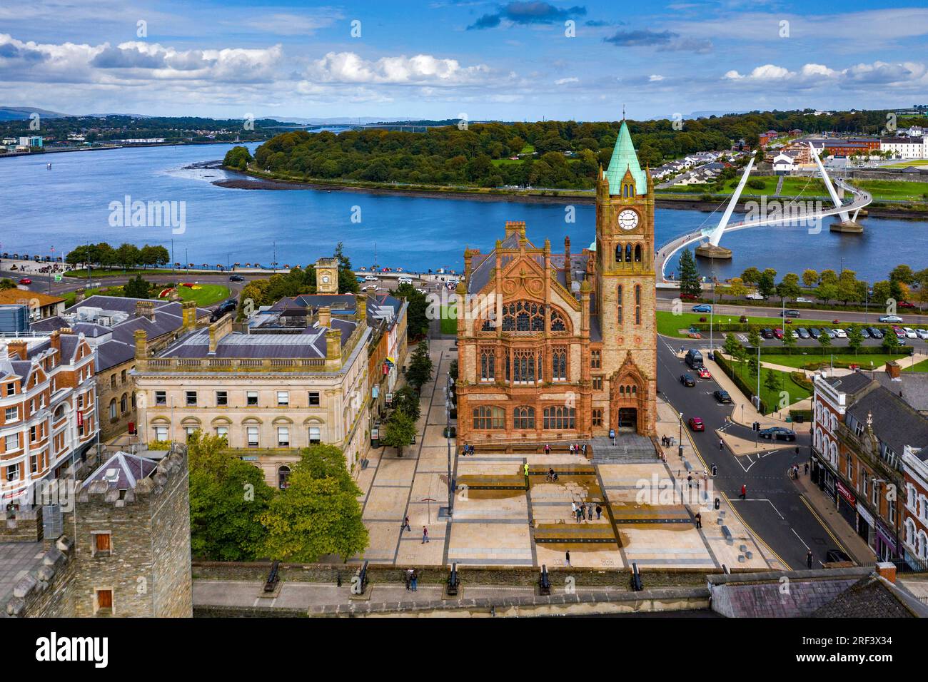 Aereo di Derry City, Lough Foyle, County Londonderry, Irlanda del Nord Foto Stock