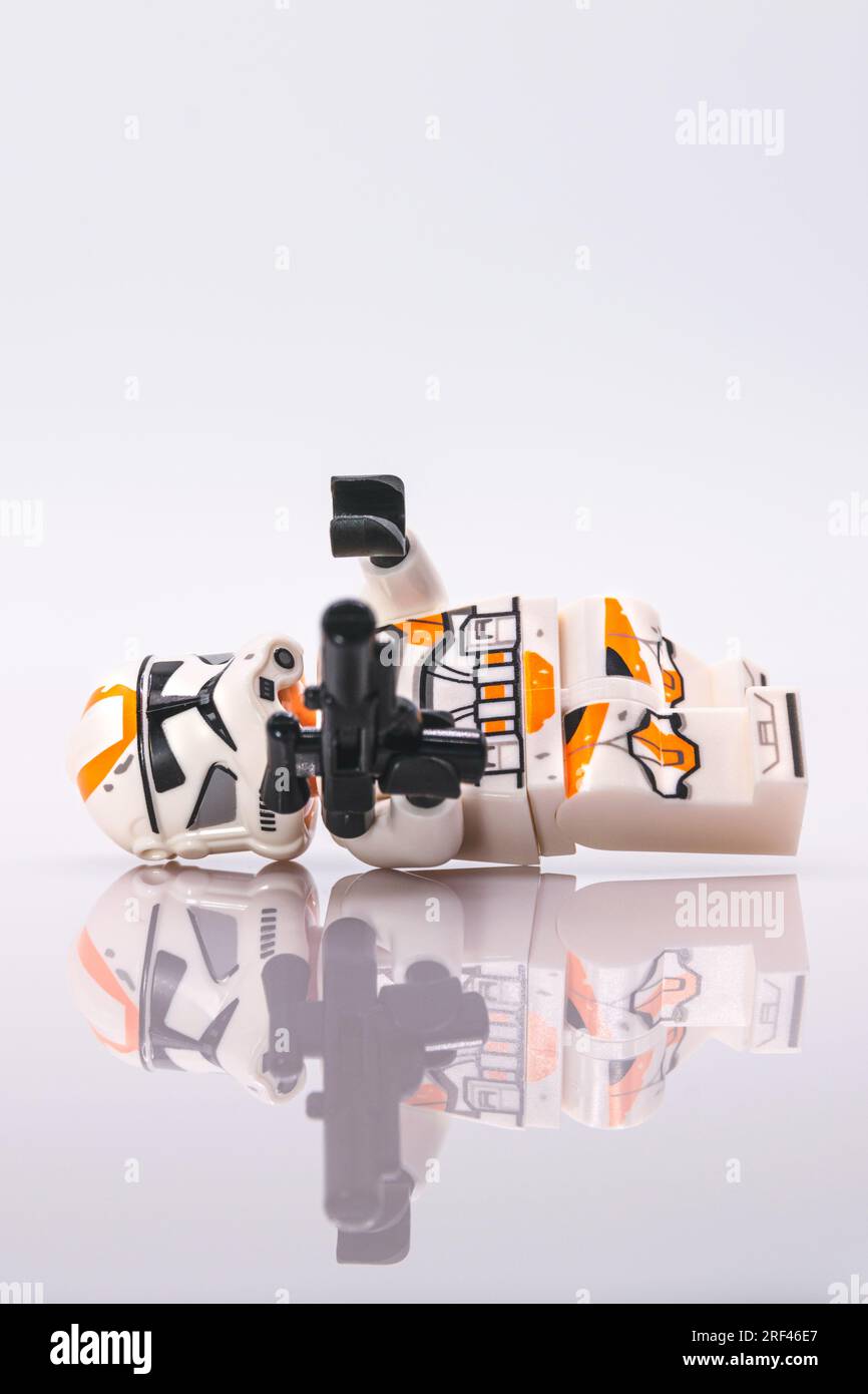 Star Wars 212 clone Trooper lego minifigure giocattolo con riflesso Foto Stock