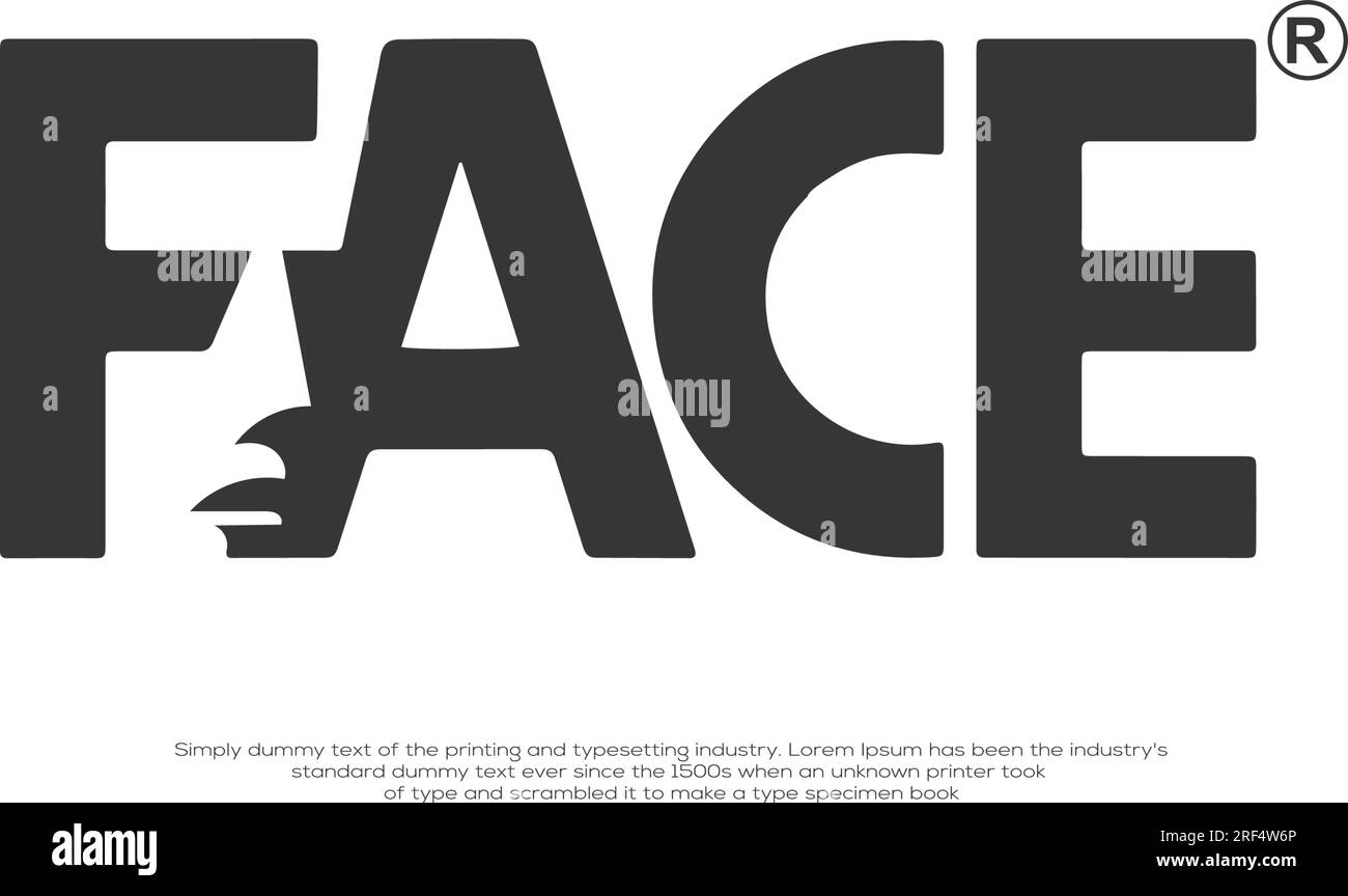 Logo del concetto di illustrazione del volto di Word nascosto Illustrazione Vettoriale