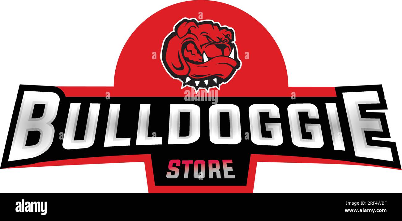 Red Bulldogs Store mascotte log modello di progettazione Illustrazione Vettoriale