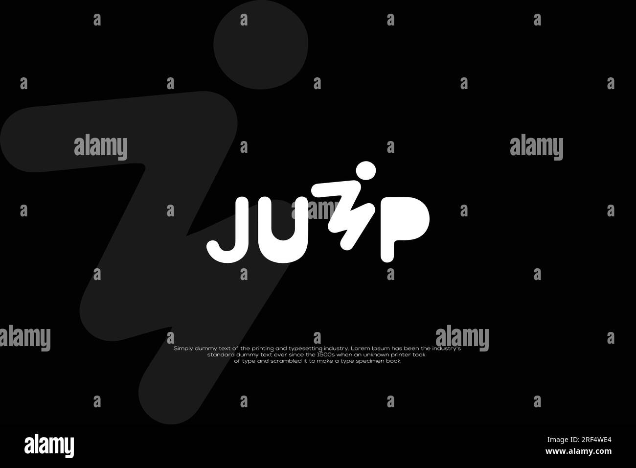 Il logo Jump Hidden, la silhouette dell'illustrazione e l'icona Jump Illustrazione Vettoriale