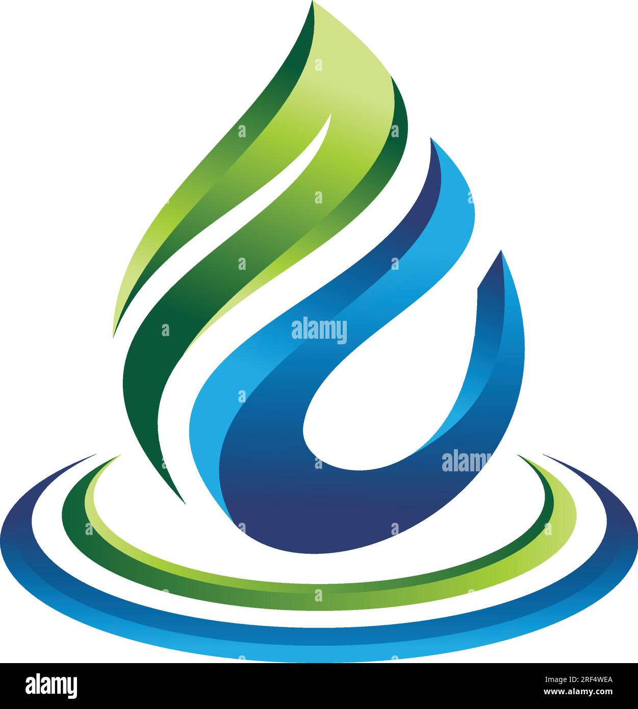 Concetto del logo delle gocce d'acqua 3D per l'azienda di logo del gas e del petrolio. il gas blu è un simbolo di spirito e di vita. illustrazione del logo vettoriale, del simbolo, del segno o del marchio Illustrazione Vettoriale