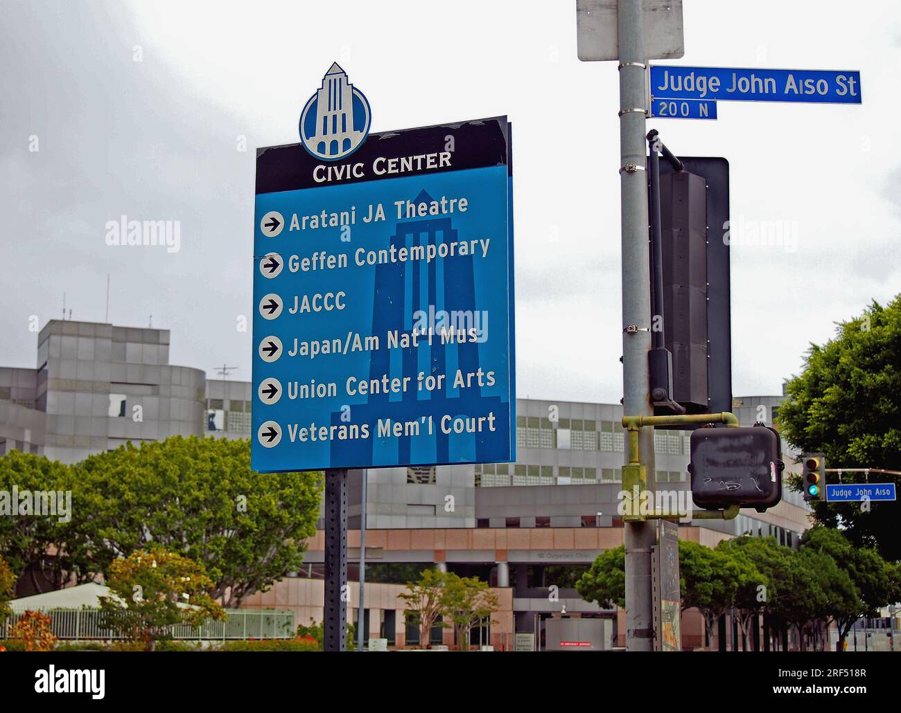 Indicazioni stradali per il centro amministrativo di Los Angeles, California Foto Stock