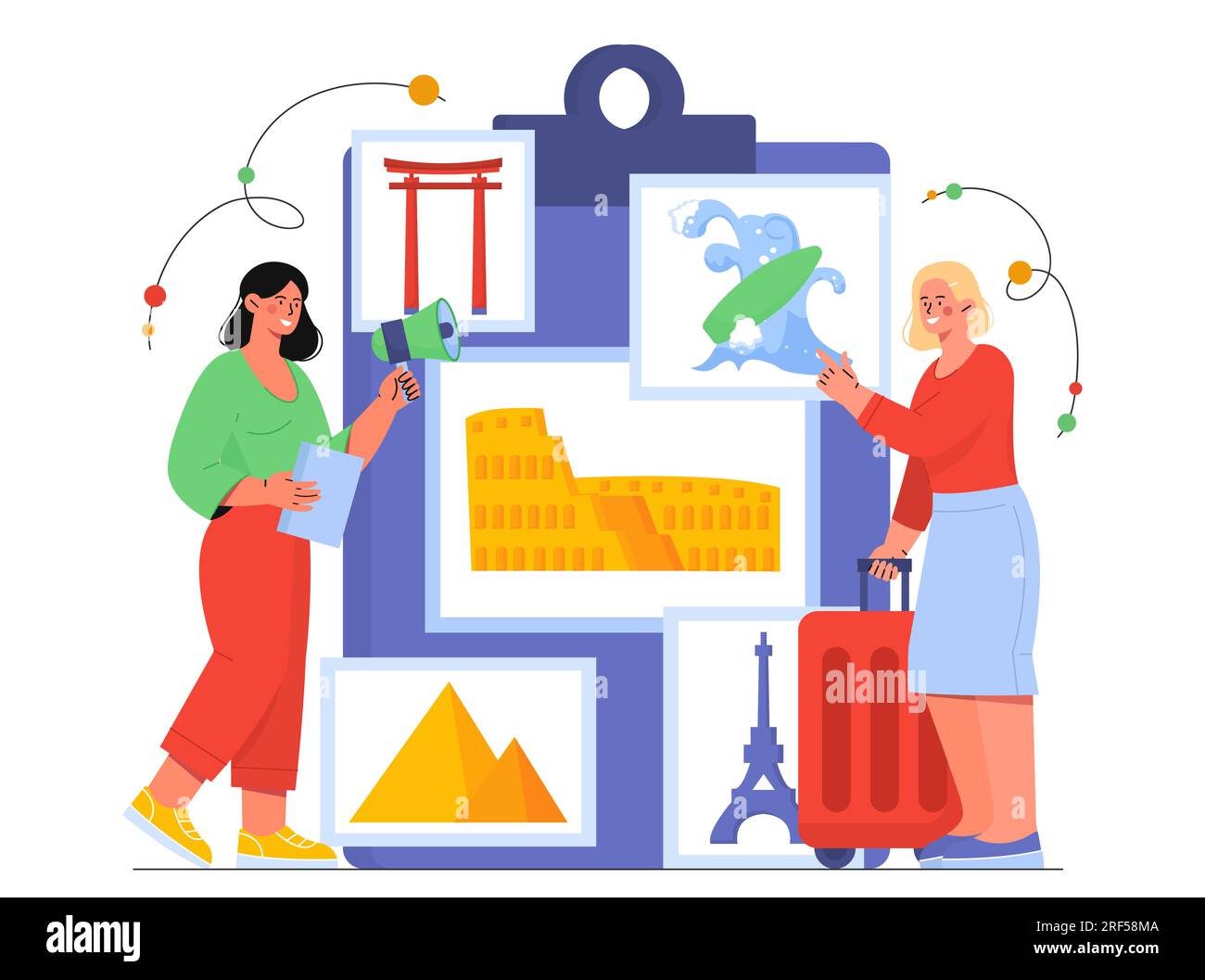 Donne in agenzia di viaggi Vector Concept Illustrazione Vettoriale