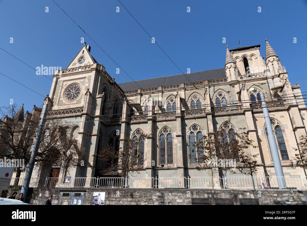 Ginevra, Svizzera - 25 marzo 2022: La basilica Notre-Dame di Ginevra è la principale chiesa cattolica romana di Ginevra, in Svizzera. Foto Stock