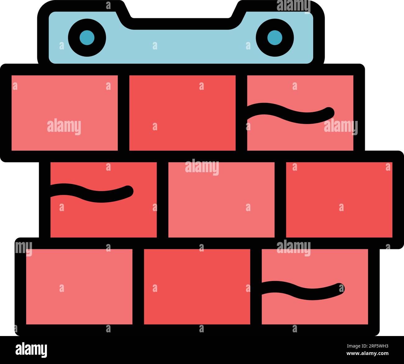 Icona Brick mortar Level Outline Vector. Operaio edile. Colore parete struttura piatta Illustrazione Vettoriale