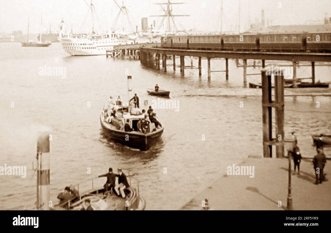 The Jetty, Portsmouth Harbour, periodo vittoriano Foto Stock