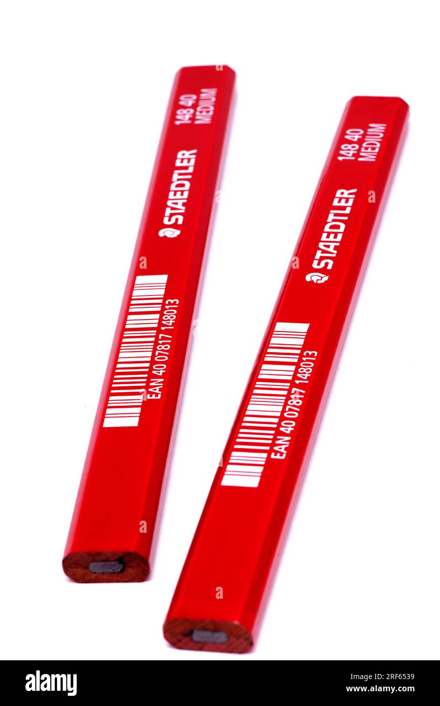 Due matite Staedtler Medium 148 40 Red Carpentry Foto Stock