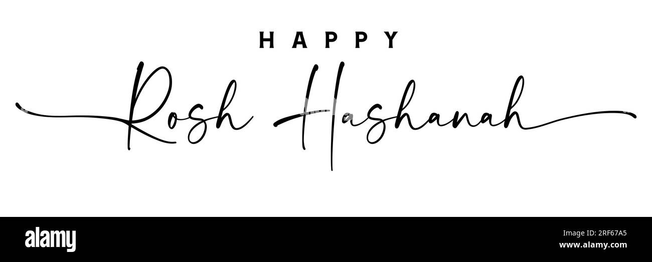 Happy Rosh Hashanah con scritte nere disegnate a mano. Shana Tova, felice e dolce anno nuovo in ebraico. Illustrazione vettoriale Illustrazione Vettoriale