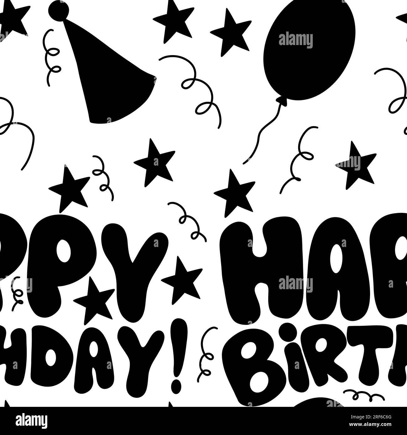 Motivo di compleanno senza cuciture con palloncini su sfondo bianco per carta da parati e tessuti Foto Stock