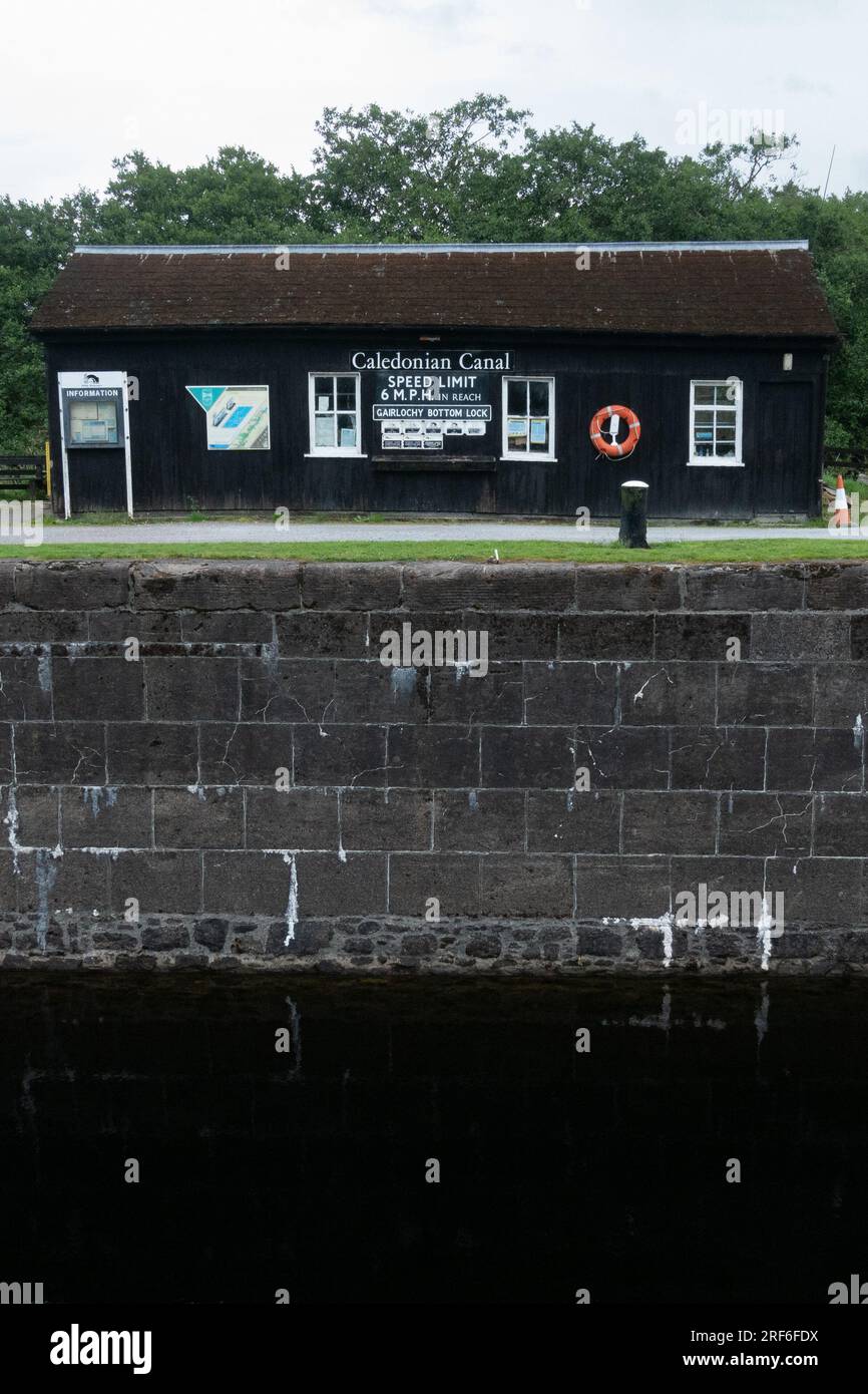 Gairlochy blocca fondale, Caledonian Canal, Scotland, Regno Unito Foto Stock