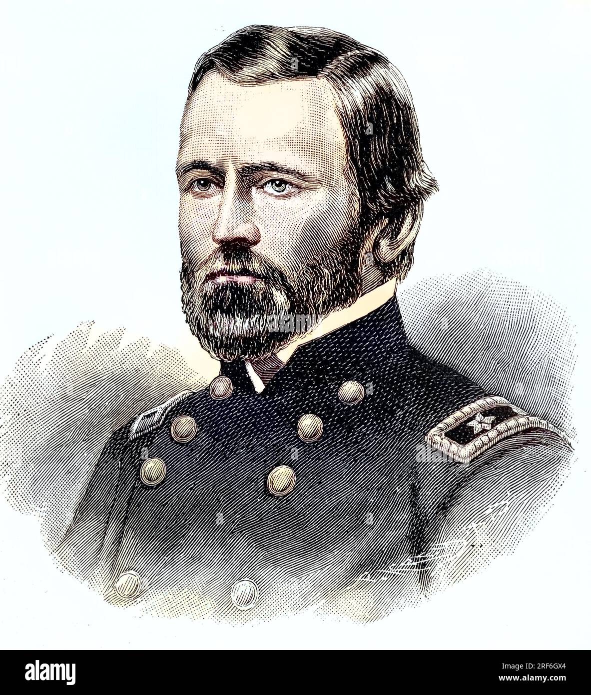 Ulysses S. Grant, 27. Dal 1822 al 23 aprile. Juli 1885, er War General der US-Armee während des Amerikanischen Bürgerkriegs und kommandierender General am Ende dieses Krieges sowie der 18. Präsident der Vereinigten Staaten von 1869 bis 1877, digitale verbesserte Reproduktion eines Originaldrucks aus dem 19. Jahrhundert / Ulysses S. Grant, 27 aprile 1822 - 23 luglio 1885, fu generale dell'esercito statunitense durante la guerra civile americana e comandante generale alla fine di questa guerra e diciottesimo presidente degli Stati Uniti dal 1869 al 1877, riproduzione digitale migliorata di una stampa originale del 19 Foto Stock