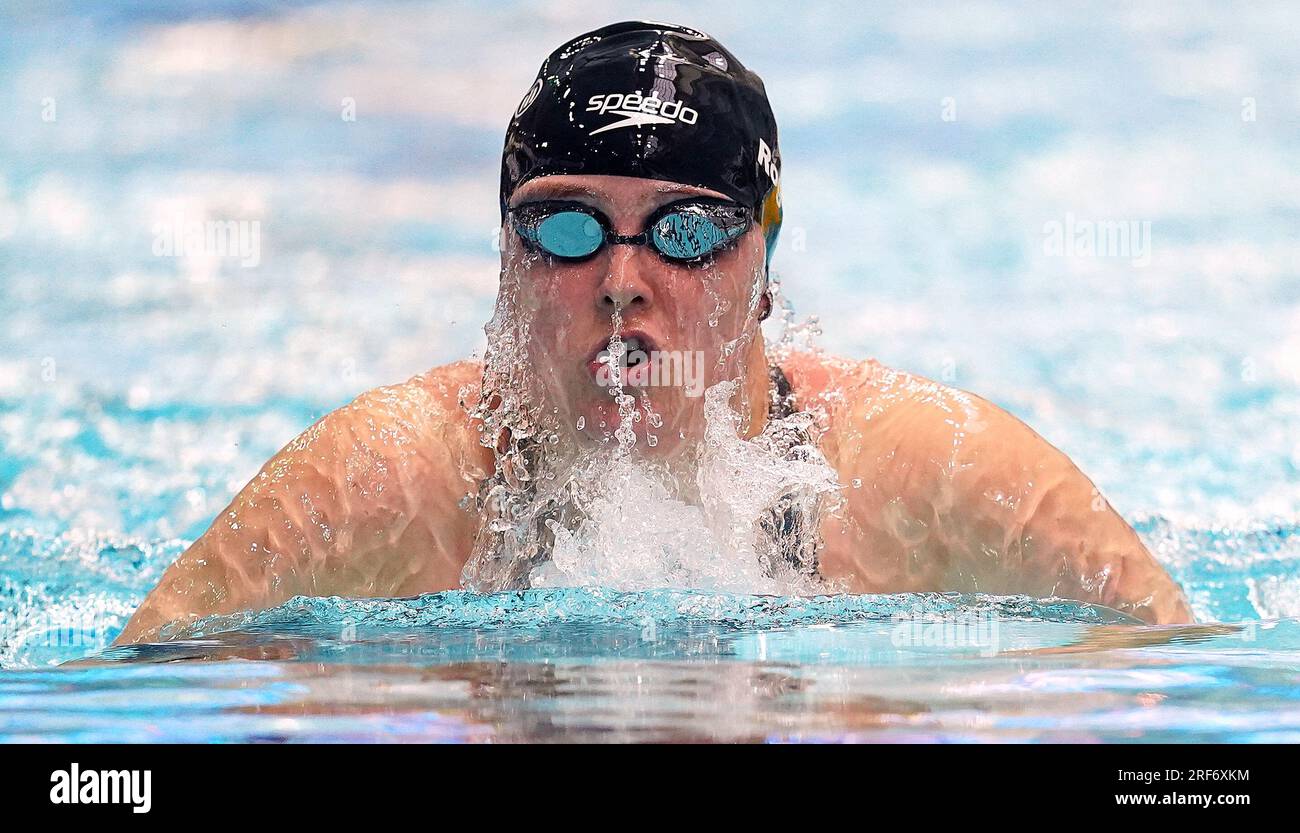 La britannica Faye Rogers in azione durante il 200m SM10 individuale Medley HEAT 2, il secondo giorno dei Campionati mondiali di nuoto Para 2023 al Manchester Aquatics Centre di Manchester. Data foto: Martedì 1 agosto 2023. Foto Stock