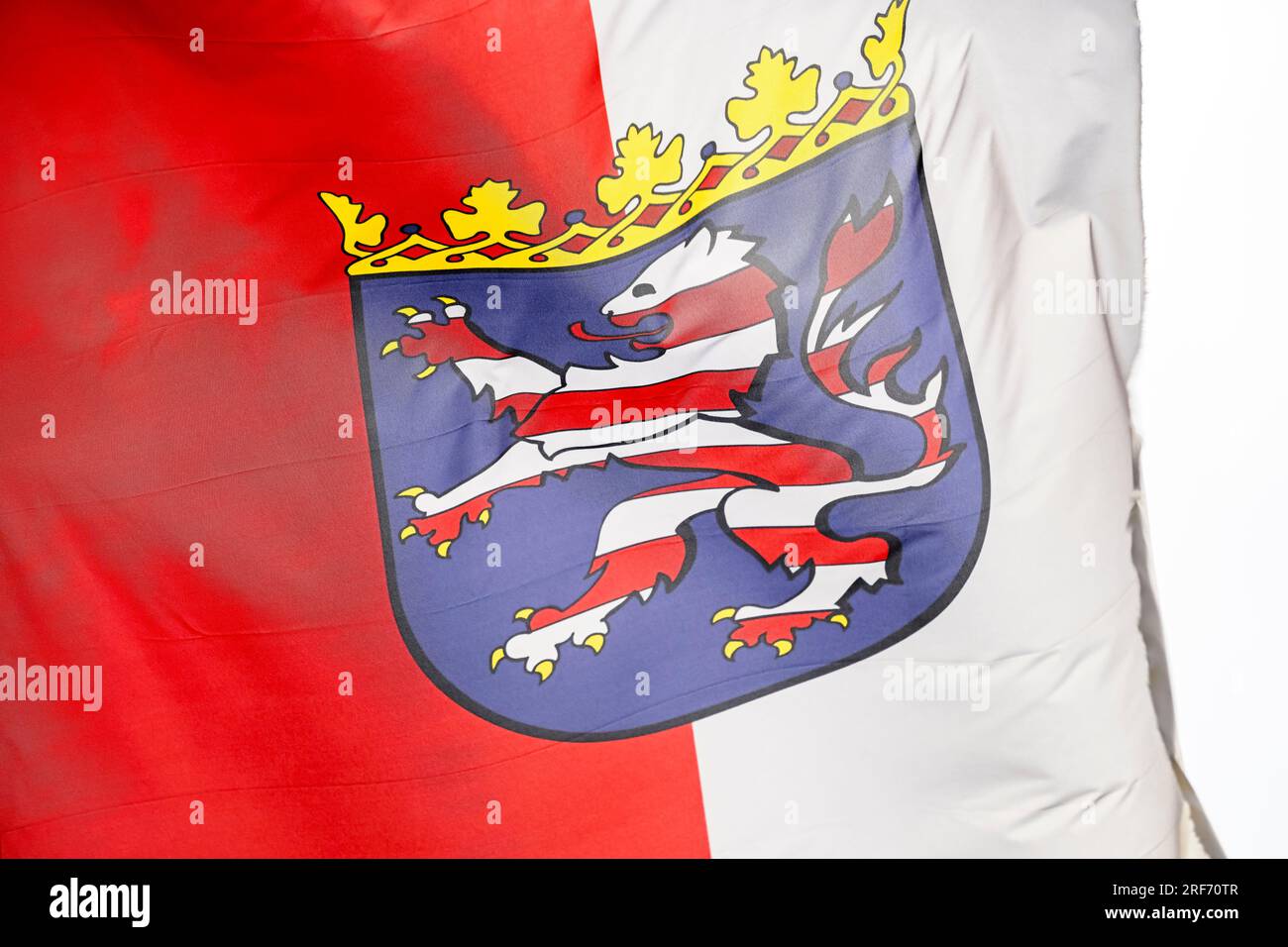 Wehende Fahne des deutschen Bundeslandes Hessen Foto Stock