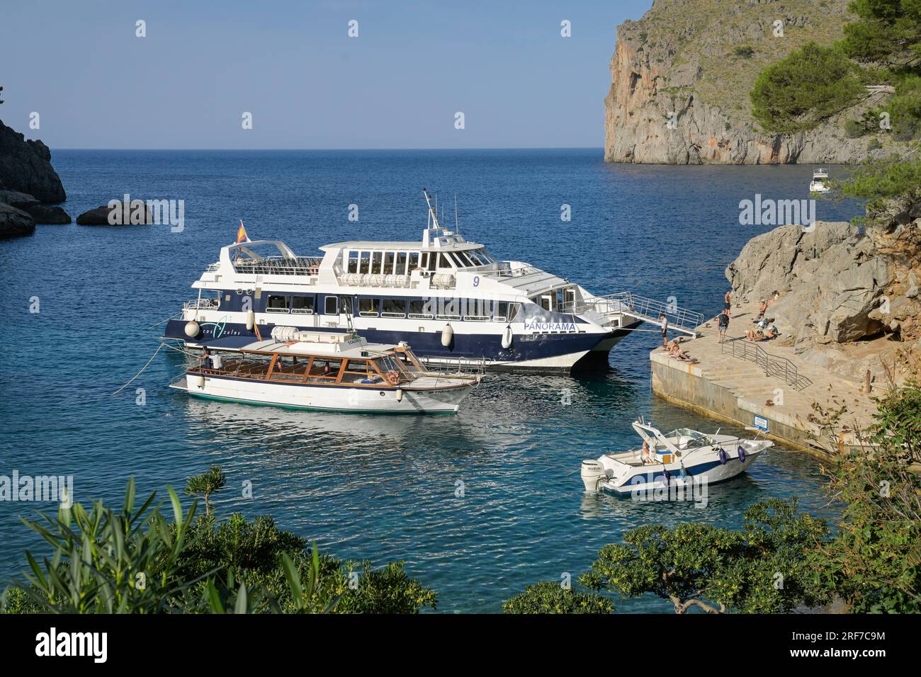 Ausflugsboote, Hafen, Port de SA Calobra, Mallorca, Spanien Foto Stock