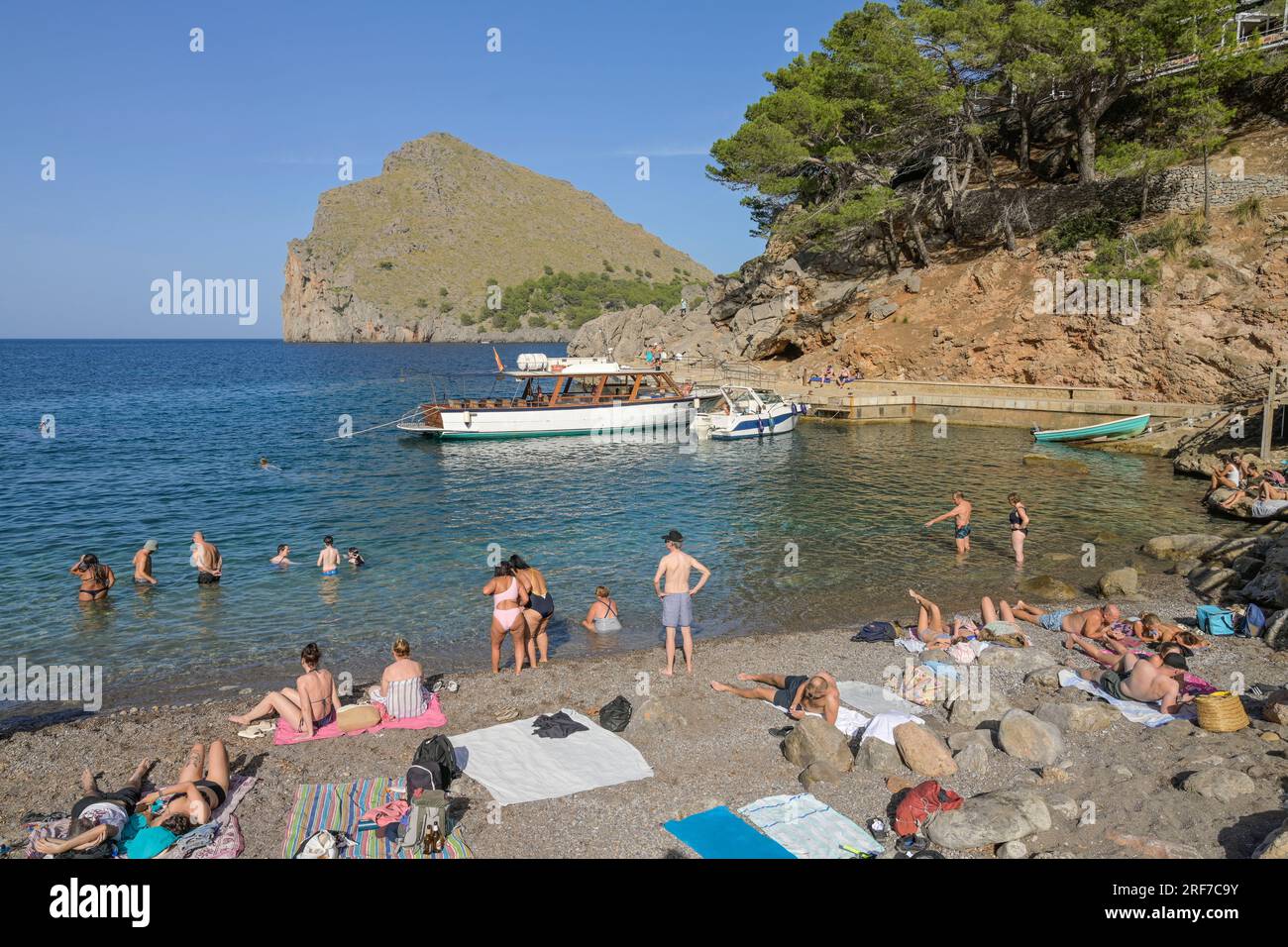 Badebucht von SA Calobra, Serra de Tramuntana, Mallorca, Spanien Foto Stock