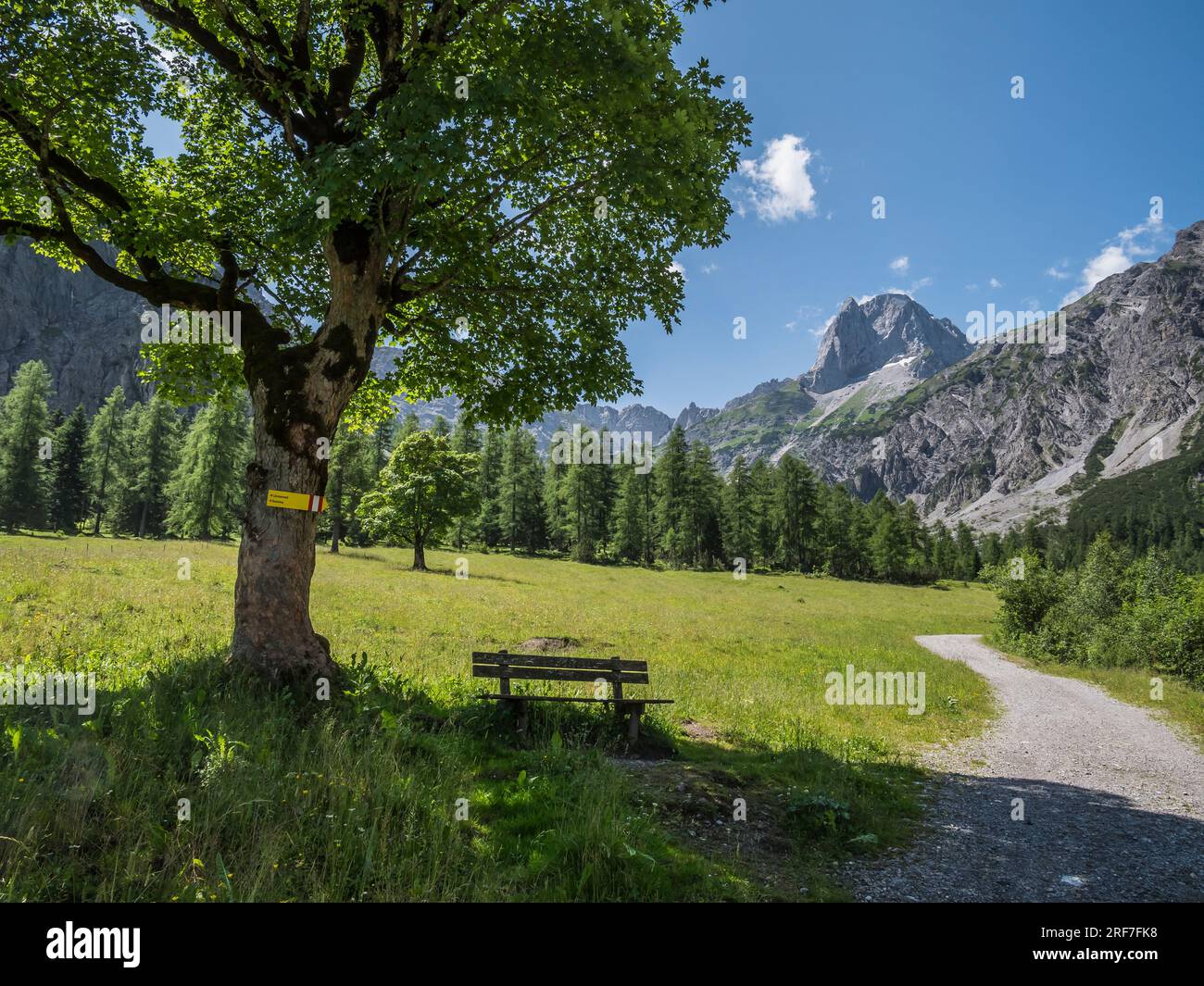 Piacevole scenario alpino nei pressi dell'Alpe di Gramai, nella valle Falzthurntal, non lontano dalla località turistica di Pertisau sul lago Achensee, nel Tirolo austriaco Foto Stock