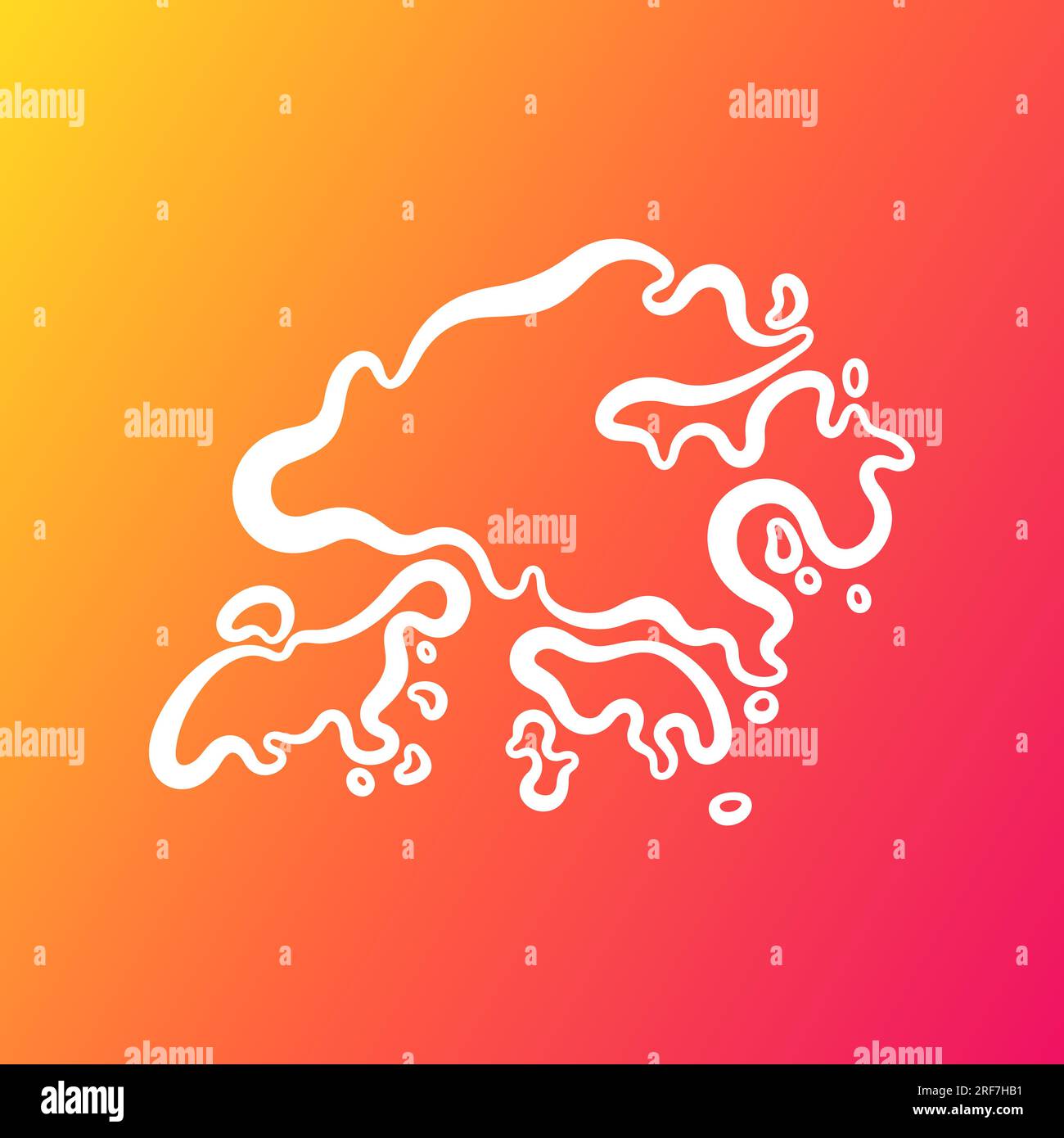 Mappa di profilo bianca di Hong Kong su sfondo sfumato arancione e viola. Illustrazione Vettoriale