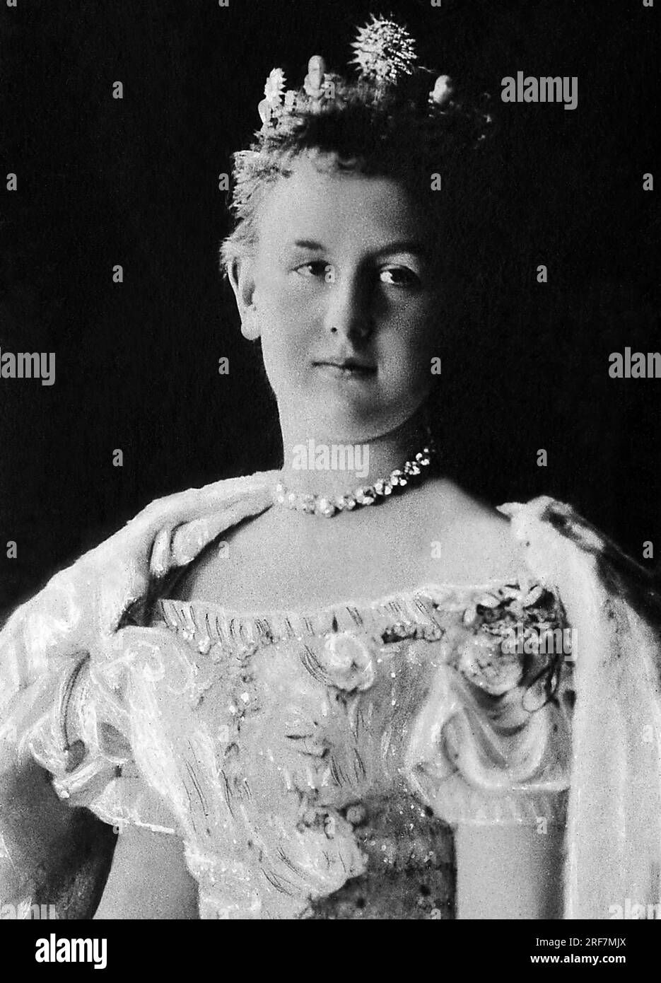 Wilhelmine d'Orange-Nassau (1880-1962), Reine des Pays-Bas de 1890 a 1948, fille de Guillaume III, elle abdique en faveur de sa fille Juliana. Photographie, debut du 20e siecle. Foto Stock