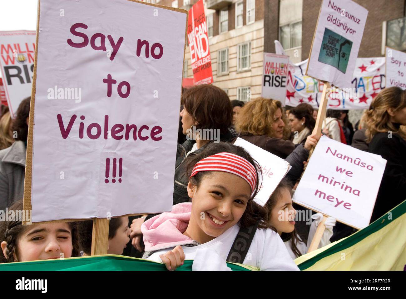 La festa della donna marcia nel centro di Londra Foto Stock