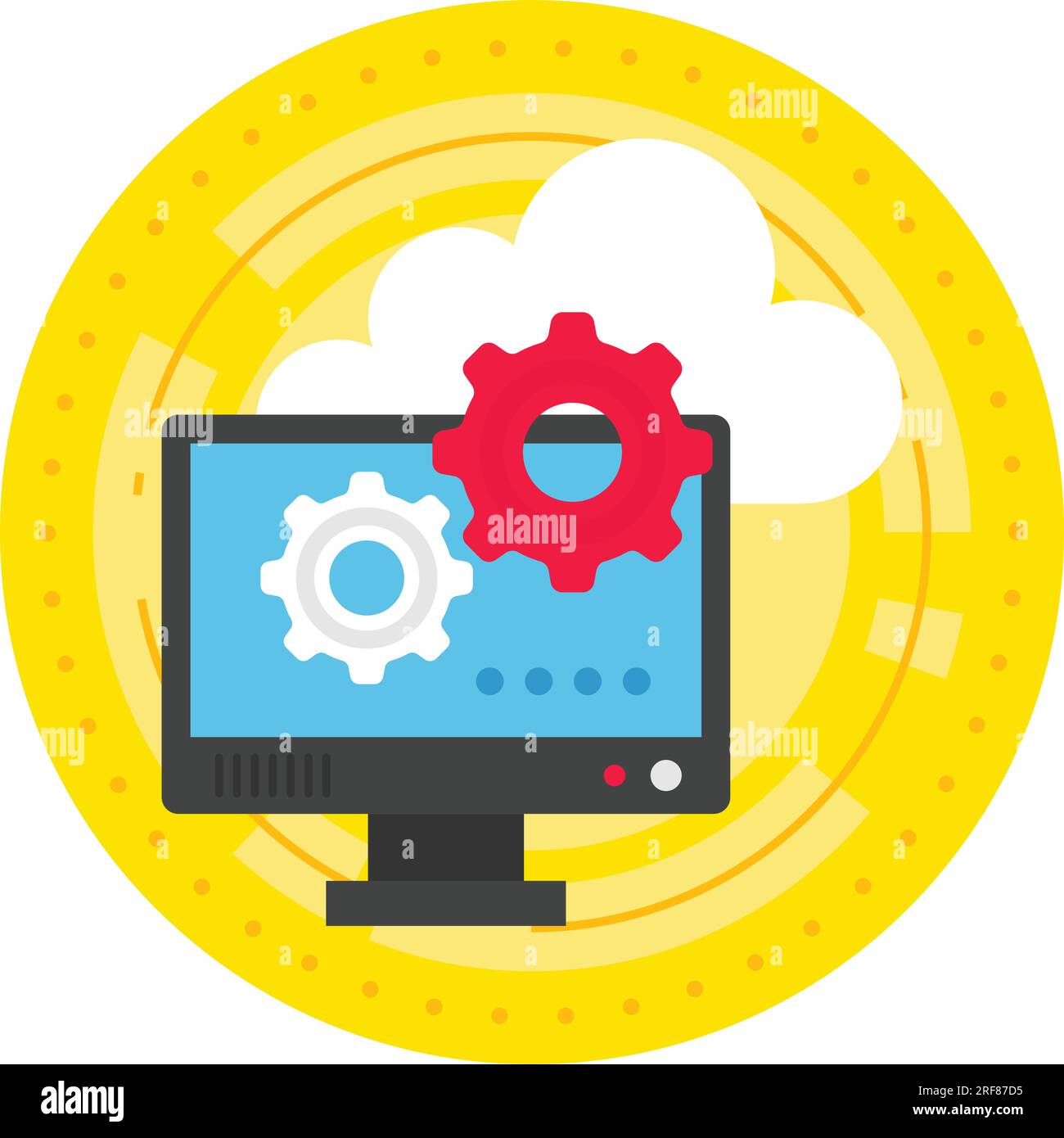 Servizio di rete basato su Internet progettazione di icone vettoriali, simbolo di elaborazione cloud, firma servizi informatici, servizi Web e illustrazione delle scorte dei data center, Illustrazione Vettoriale