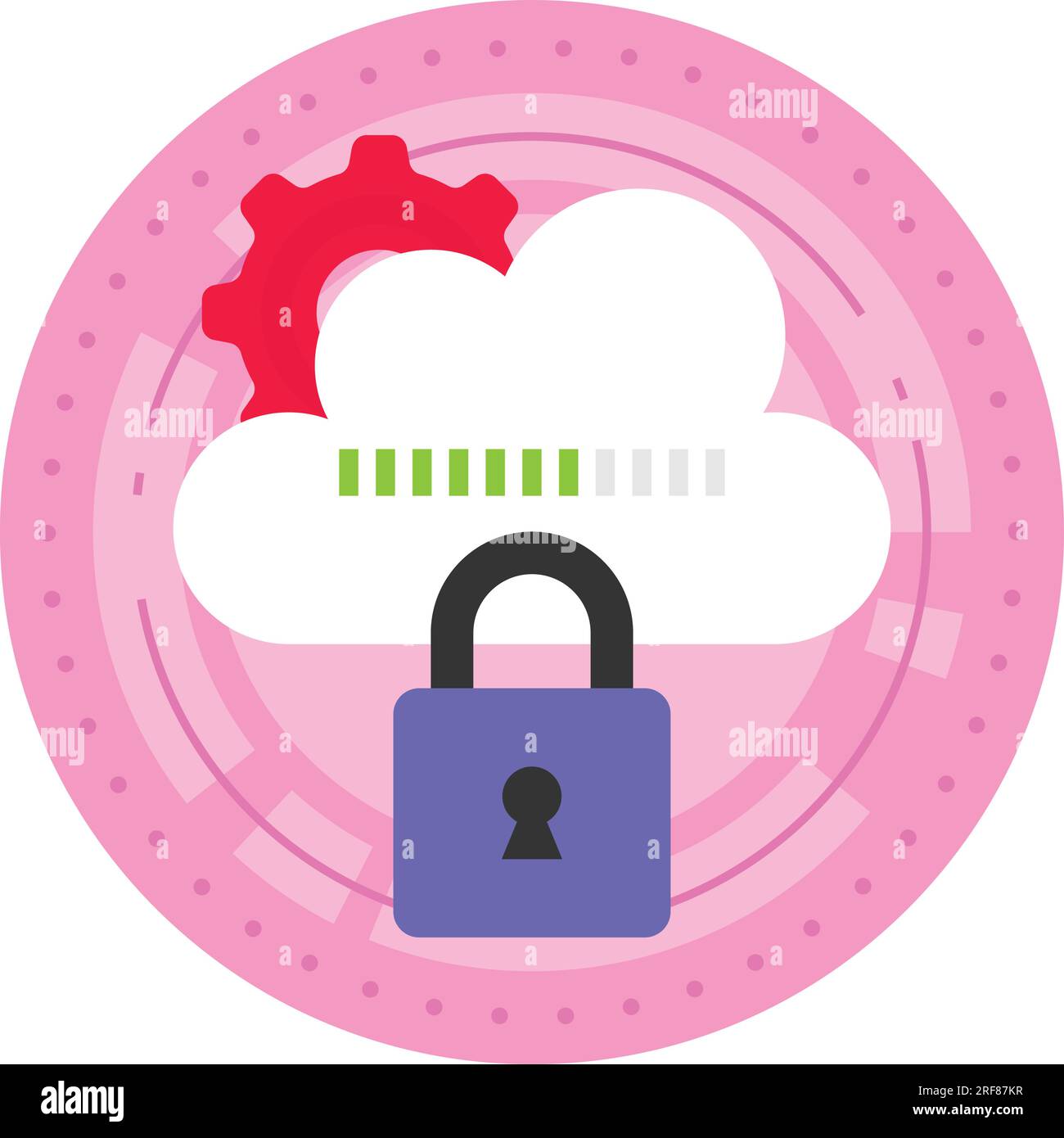 Istanze di macchine progettazione di icone vettoriali, simbolo di elaborazione cloud, firma servizi informatici, illustrazioni di servizi Web e data center, nodi e Clu Illustrazione Vettoriale