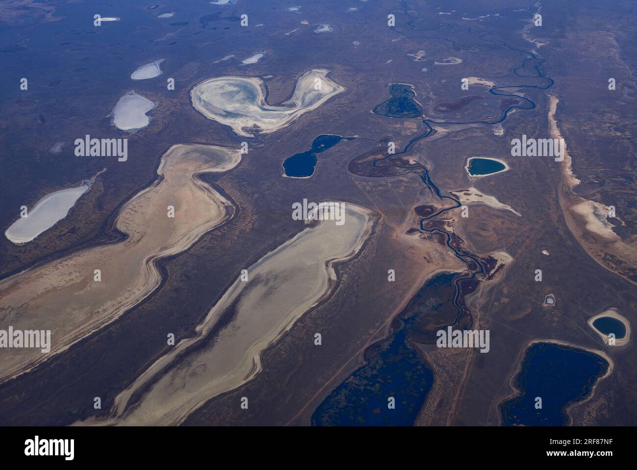 Paesaggio del Kazakistan scattato da un aereo Foto Stock