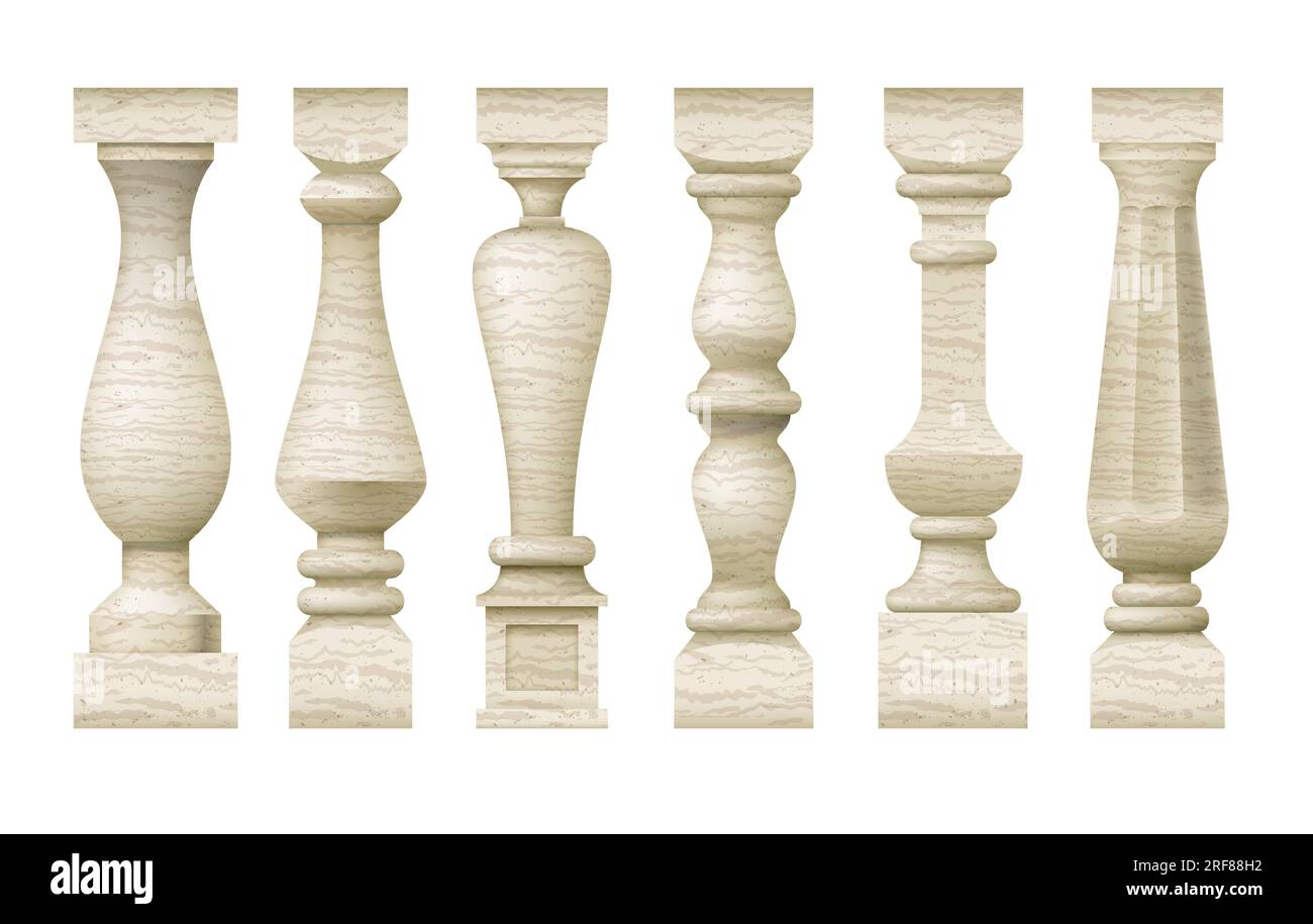 Set di classiche balaustre in marmo Illustrazione Vettoriale