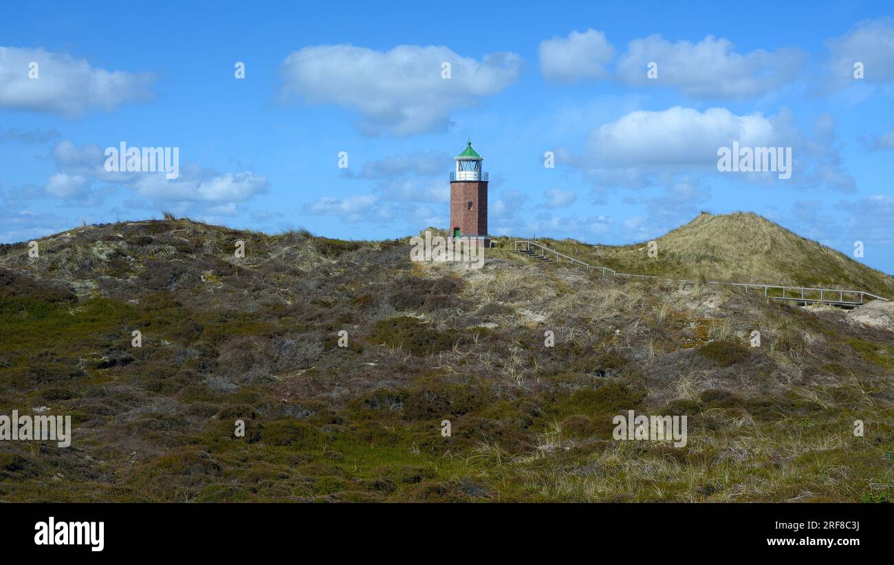 Rotes Kliff- Leuchtturm / Red Cliffs-Lighthouse a Kampen, Sylt, Isole Frisone, Mare del Nord, Schleswig-Holstein, Germania Foto Stock