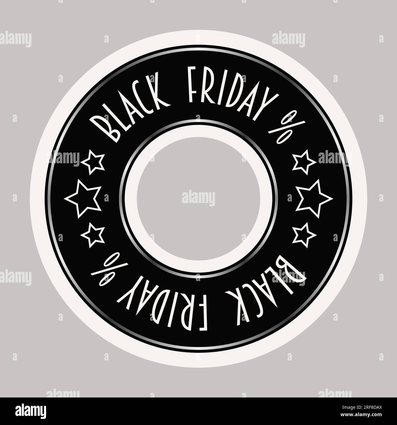 Banner di vendita del Black Friday evento promozionale di sconto di marketing CD retro adesivo cerchio in bianco e nero Design Element illustrazione vettoriale isolato Illustrazione Vettoriale