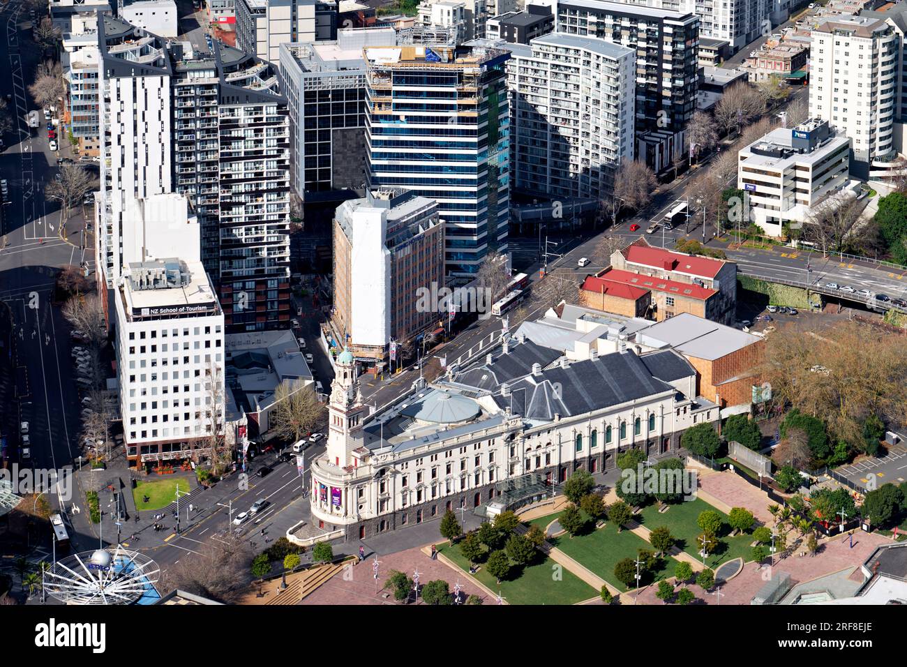 Auckland. Nuova Zelanda. Vista aerea della città e di Piazza Aotea Foto Stock