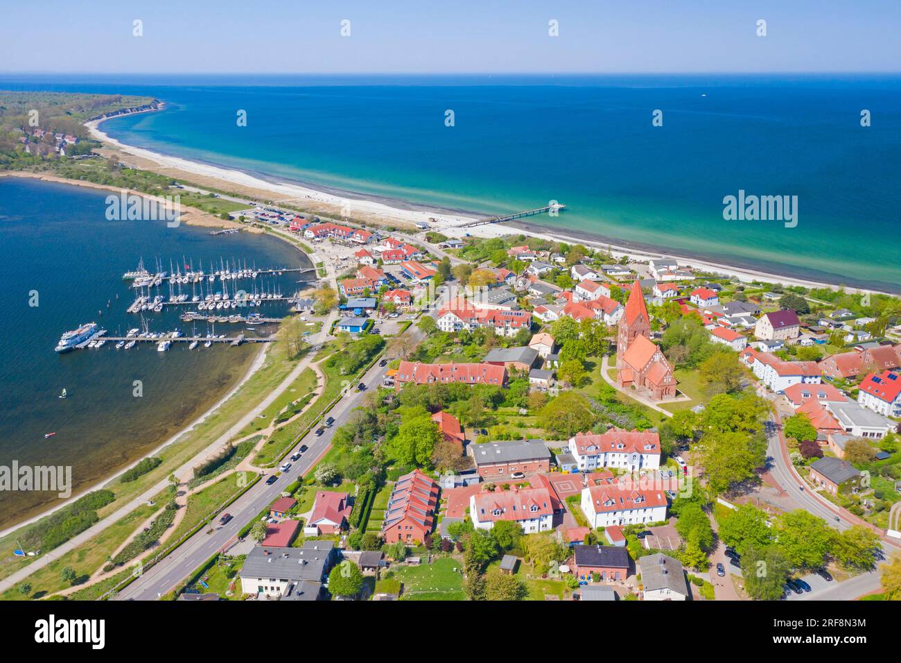 Vista aerea sulla località balneare Ostseebad Rerik lungo il Mar Baltico, Rostock, Meclemburgo-Pomerania occidentale / Meclemburgo-Porpommern, Germania Foto Stock