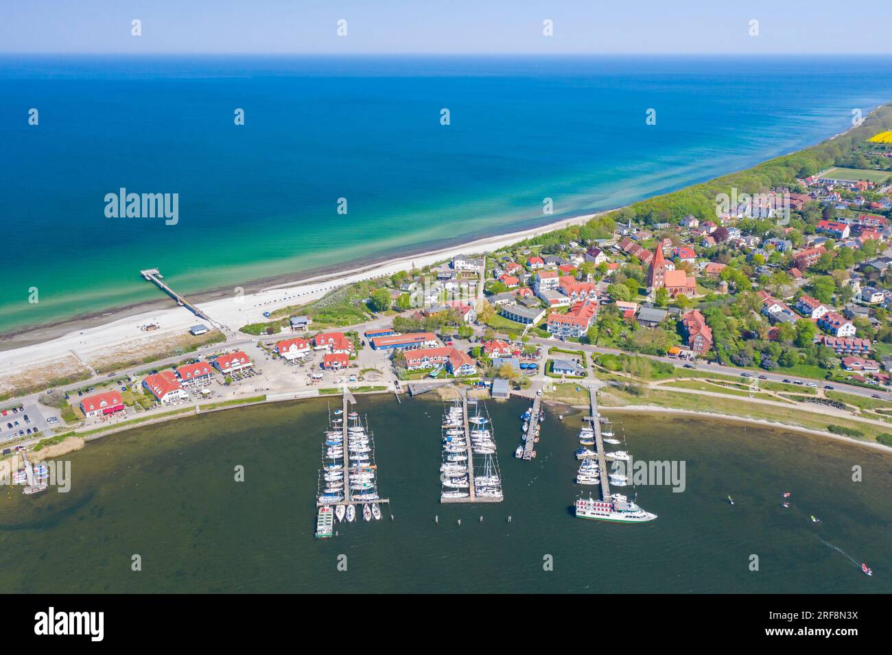 Vista aerea sulla località balneare Ostseebad Rerik lungo il Mar Baltico, Rostock, Meclemburgo-Pomerania occidentale / Meclemburgo-Porpommern, Germania Foto Stock