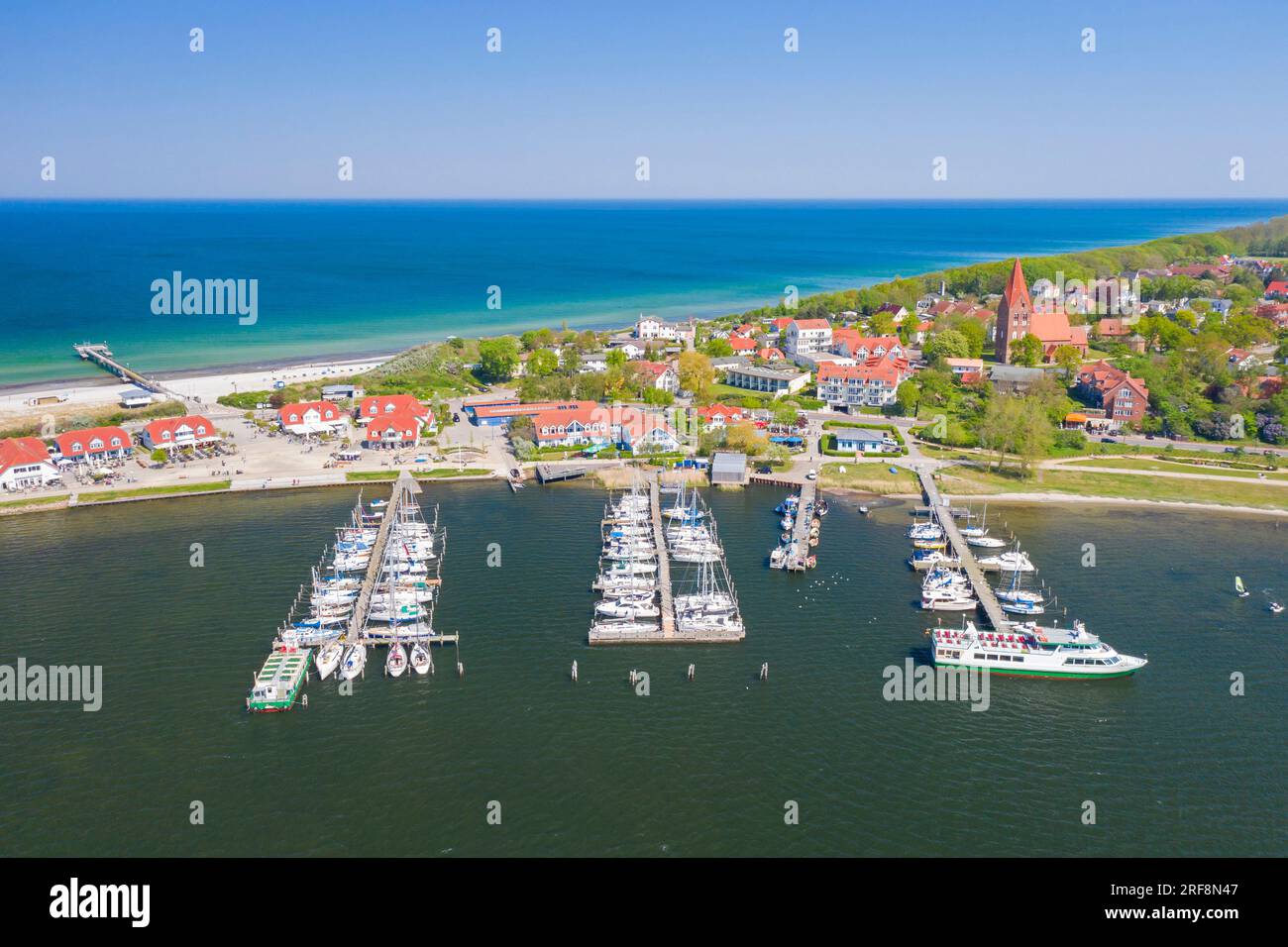 Vista aerea sulla località balneare Ostseebad Rerik lungo il Mar Baltico, Rostock, Meclemburgo-Pomerania occidentale / Meclemburgo-Porpommern, Germania Foto Stock