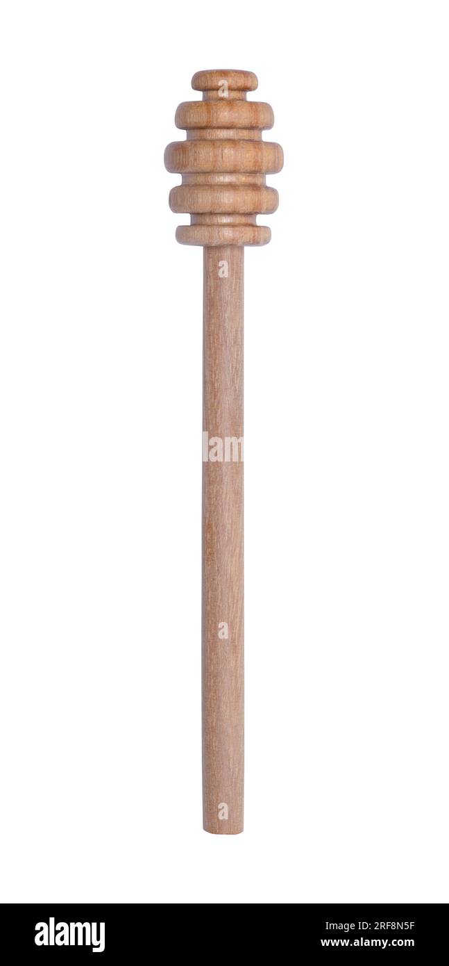 Taglio del cucchiaio a bastone in legno su bianco. Foto Stock
