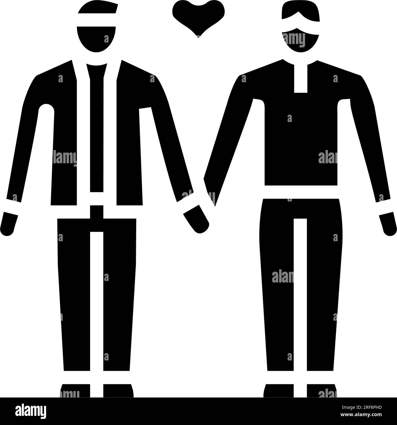 la coppia gay lgbt ama l'illustrazione vettoriale dell'icona del glifo Illustrazione Vettoriale