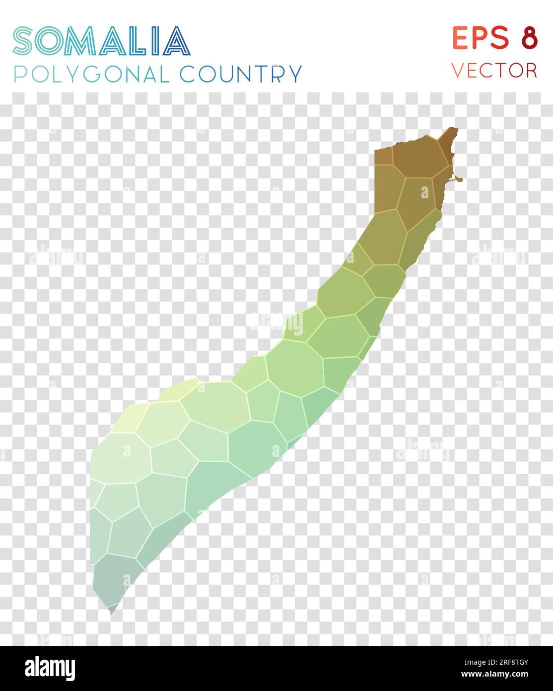 Mappa poligonale della Somalia, paese in stile mosaico. Stile classico a basso poli, design moderno. Mappa poligonale somala per infografiche o presentazioni. Illustrazione Vettoriale