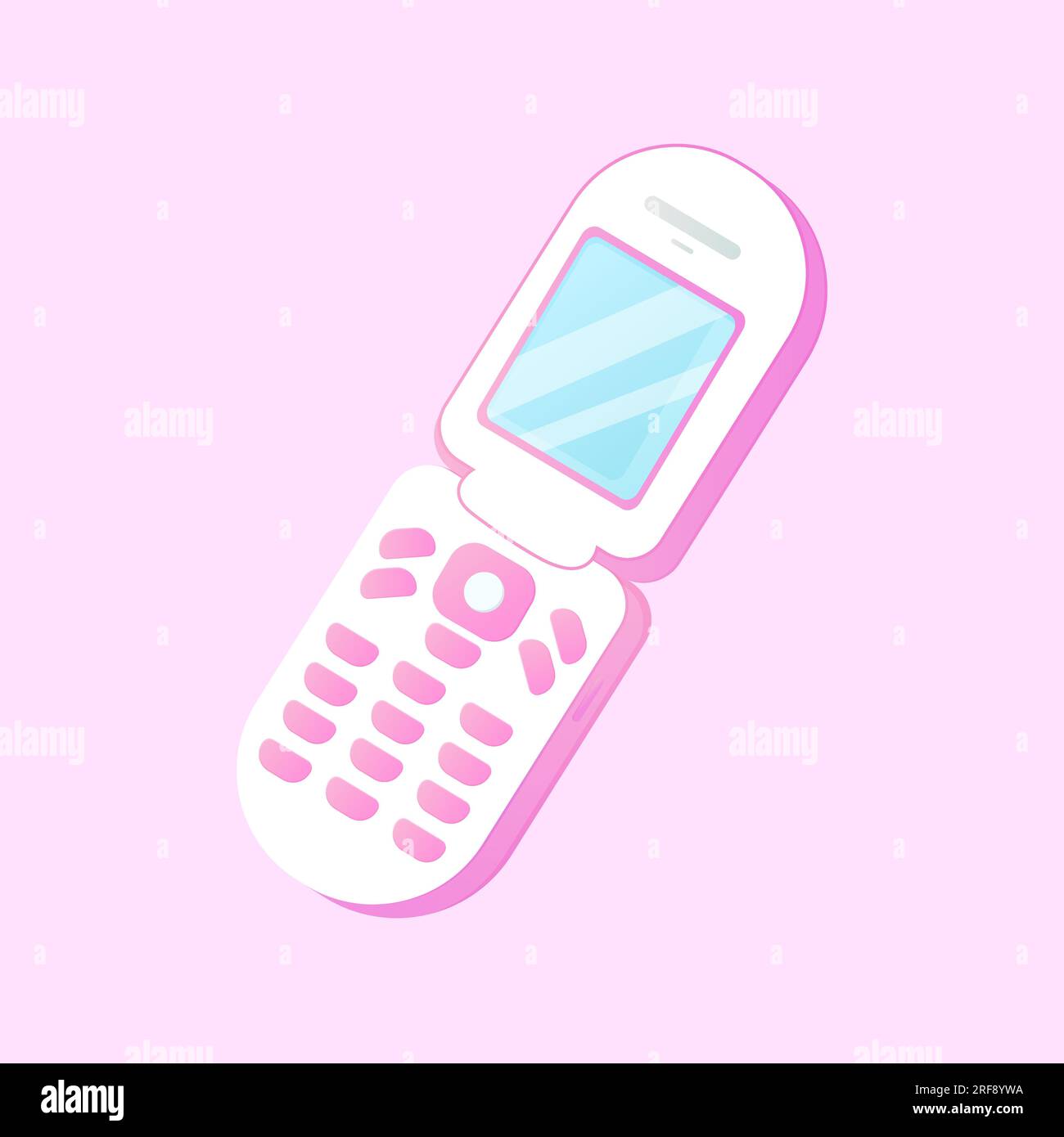 Telefono stile barbie y2k 2000e rosa, pieghevole. Illustrazione vettoriale della nostalgia Illustrazione Vettoriale