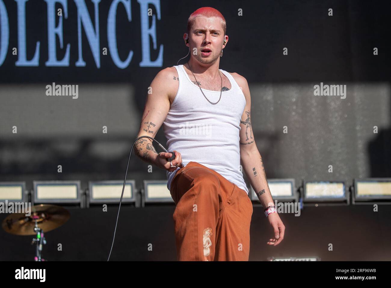 Brighton, Regno Unito. Sabato 29 luglio 2023. Sam Matlock di Wargasm che sostiene Royal Blood at on the Beach a Brighton Madeira Drive © Jason Richardson / al Foto Stock