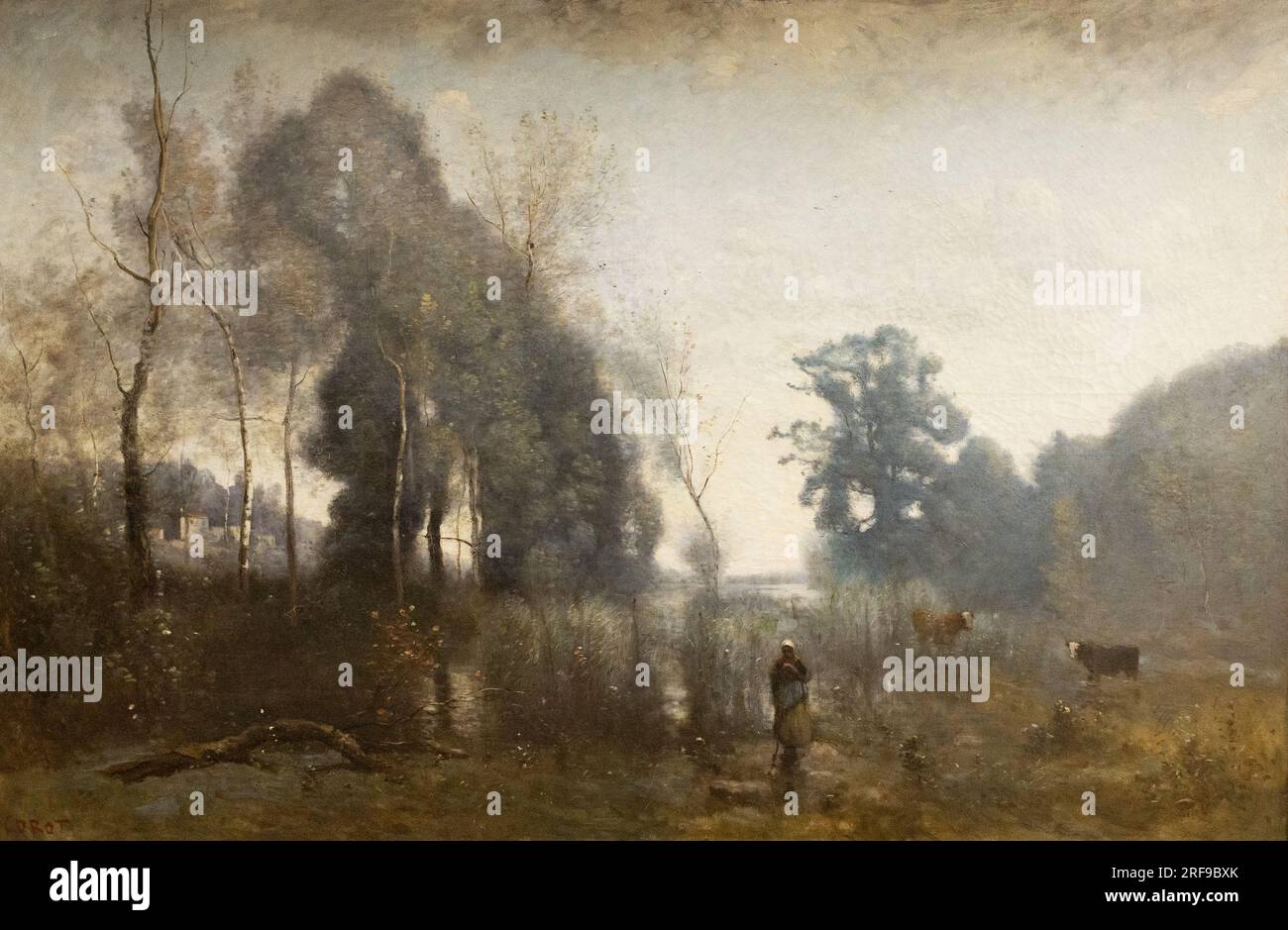 Pittura Jean Baptiste Camille Corot; un matin a Ville d'Avray - Morning in Avray Town; pittore neoclassico francese del XIX secolo; 1868 Francia Foto Stock